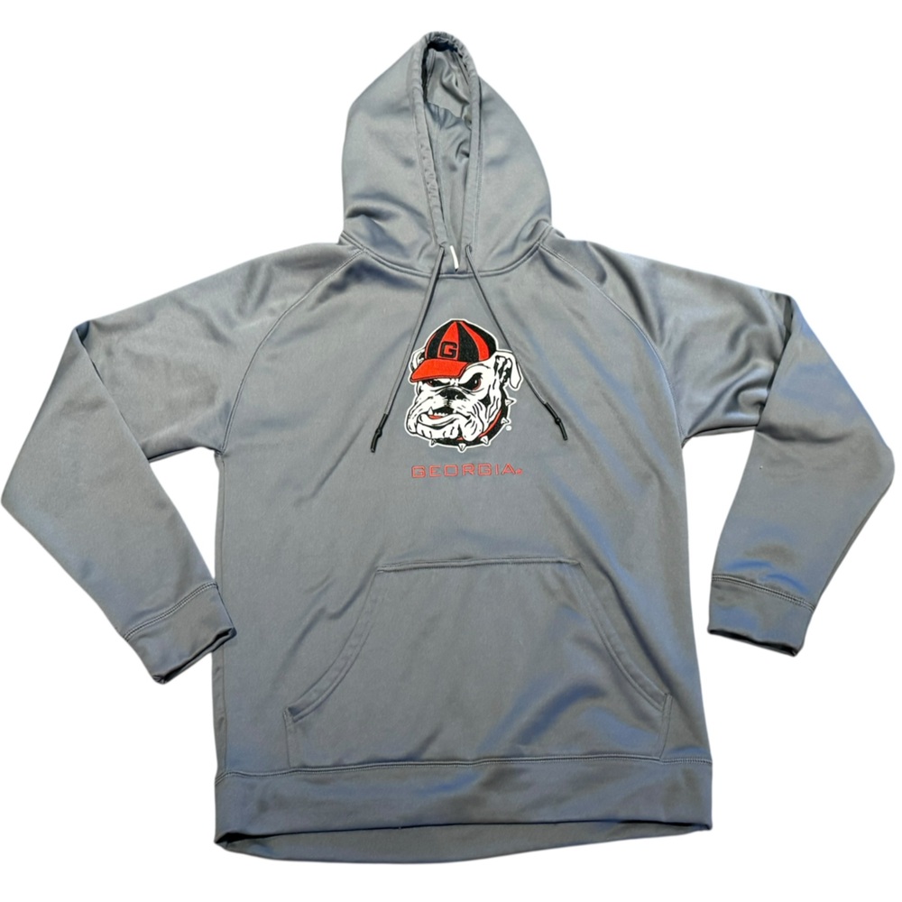 Champion Georgia Bulldogs Gray Hoodie with Red & Black Embroidered Logo Medium